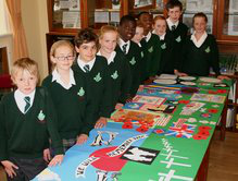 Pupils at St Mary’s Stonyhurst with their artwork.