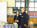 Rachel receives medal from Bishop Malcolm McMahon, National President of Pax Christi