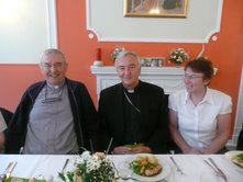 Fr Fergus Kelly, Archbishop Vincent  Nichols and Sister Maria Robb at celebration  lunch