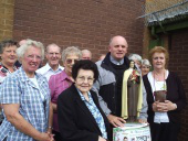 l-r: Sister Maria Varley, Betty Devine, parish priest Canon Eddie  Gubbins, at St Anne's Church, Eston