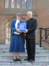 Deirdre Waddington with Fr Chris Bergin, Priest in charge of renovations 