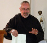 Fr Wilfrid McGreal welcomes pilgrims to new Centre