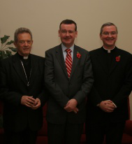 L-R Papal Nuncio HE Archbishop Faustino Sainz Munoz, HE Francis Campbell, Rector of Allen Hall Mgr Mark O'Toole. 