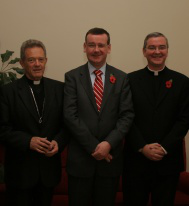 L-R Papal Nuncio HE Archbishop Faustino Sainz Munoz, HE Francis Campbell, Rector of Allen Hall Mgr Mark O'Toole.