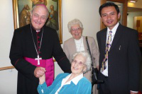 Bishop Hopes, Sr Marion Carabott MSOLA, Mr Nelson Dela Merced, manager of Maryville Home Care Home with Sr Margaret