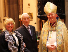 Family together: Archbishop-Elect Bernard Longley with his father, Fred, aged 81, and sister, Kathleen Lloyd, after Vespers