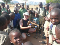 Dave Wilson with youngsters at Makumbi Mission