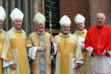 Archbishop Longley outside St Chad's  with l-r : Papal Nuncio, Archbishop Faustino Sainz Munoz; Bishop William Kenney, CP, Archbishop Vincent Nichols,  Picture by Peter Jennings