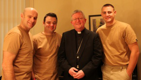   Archbishop Bernard with Sergeant Major Gary Chilton, Sergeant Richie Maddocks, and Lance Corporal Ryan Idzi  Picture by Peter Jennings 