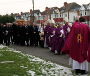  Procession to  grave by the Shrine of Our Lady of Cotton.  Picture: Peter Jennings 