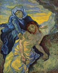 Van Gogh's Pietà (after Delacroix) painted in 1889 at the asylum in Saint-Rémy.