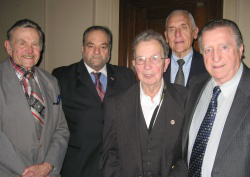 l-r John Gmerek, Kosciuszko Foundation; Rabbi Birnbaum; Michael Preisler; Frank Milewski, Chet Szarejko, Polish American Congress