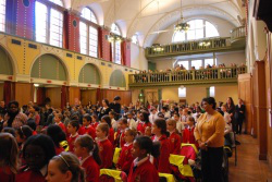 Westminster schoolchildren prepare to sing Salve Regina. Photograph by Nick Morrell, Westminster Cathedral Choir School