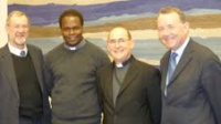 l-r MP John Battle, Fr Steven, Canon Pat Browne, Lord Alton