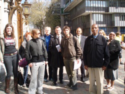 Alpheus Blom (far right) & other campaigners outside Anglo-American AGM