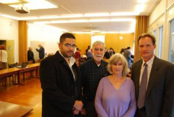 from l-r: Hazem Jamjoum, Nathan and Caroline Finkelstein, Rev John Calhoun, convener of the Week.