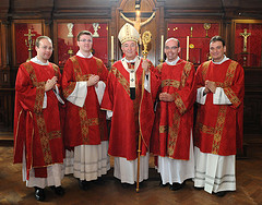 Archbishop Nichols (centre) with the four new Deacons