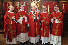 Archbishop Nichols (centre) with the four new Deacons