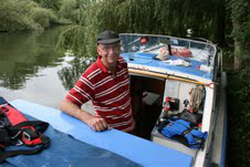 Michael on his boat on the Thames