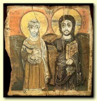 Coptic icon, Christ and St Mena