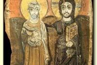 Coptic icon, Christ and St Mena