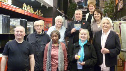 Canon Christopher Tuckwell with Anna Johnstone (right) Joanna Bogle (back) Liam, Patrick Flood, Ann Martin, Rose, Frances Scarr (front)