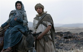 Nativity scene: Mary and Joseph on the way to Bethlehem  -  (Tatiana Maslany and Andrew Buchan)