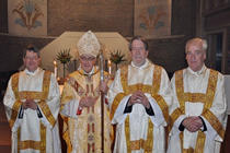 Bishop Alan Hopes with Frs Broadhurst, Burnham and Newton