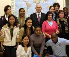 Iain Duncan Smith with Sanctuary staff and volunteers