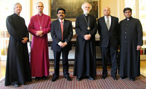 Mr Bhatti at a recent meeting with Dr Rowan Williams