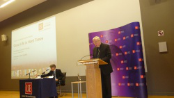 Archbishop Nichols delivers lecture at LSE chaired by Professor Conor Gearty (left) 