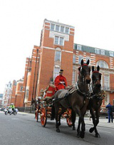 Horsedrawn carriage leaves Archbishop's House