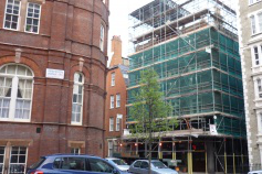 The Cardinal shrouded in scaffolding yesterday