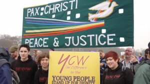 Two of the Christian groups at the march