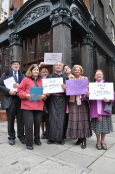 l-r Michael Elmer, Jo Siedlecka, Jane Lowe, 'Cardinal William Chambers', Dr Gemma Simmonds CJ, Dionne Marchetti, Julia Forsythe