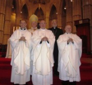  Back: Bishop Kieran, Bishop John. Front: Fr Neil Chatfield, Fr Geoff Cook, Fr Ron Robinson
