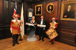 HRH Princess Camilla of Bourbon Two Sicilies, Duchess of Castro and HRH Prince Carlo of Bourbon Two Sicilies, Duke of Castro, with their new Freedom of the City of London documents.