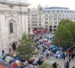 protesters beside St Paul's