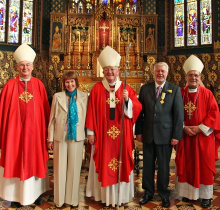 Kevin & Maria Caffrey with L-R, Bishop Pargeter, Archbishop Longley and Bishop McGough. Picture by Peter Jennings