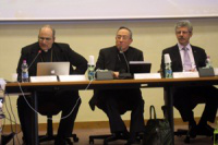 Bishop Sánchez, Cardinal Rodriguez, Michel Roy.