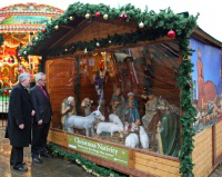 Archbishop Longley with  Bishop David Urquhart by crib