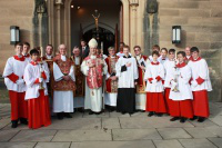 Archbishop Mennini with Stoneyhurst staff and altar servers