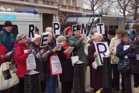Campaigners outside the MoD