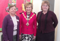 Mayor Margaret Crabtree with Ellen Teague (right) and Dorothy Allen, Chair of Sevenoaks Women's World Day of Prayer Committee