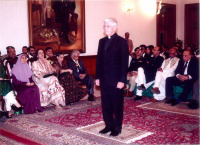Fr McCulloch receiving Sitara-e-Quaid-e-Azam award