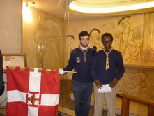 Matthew Fisher (Pioneer Scout Group leader) & Florent David members of the parish Lay Community by murals