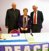 L-R: Bishop Malcolm McMahon, Ann Dodd, Oliver McTernan