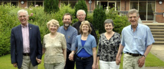 Bishop John Hine with 40th anniversary couples: Chris & Mary Farrall, Tony &Janet Smith, Andrew & Gemma McKeon