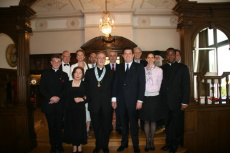 HE Archbishop Antonio Mennini & HE Anthony Bailey (centre) after the Constantinian Order investiture  ceremony at the Apostolic Nunciature in London