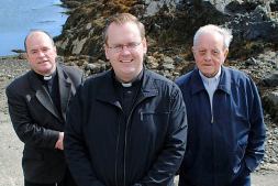 Fr Calum (right) with Fr Roddy (left) and Fr John Paul (centre)  in scene from An Island Parish